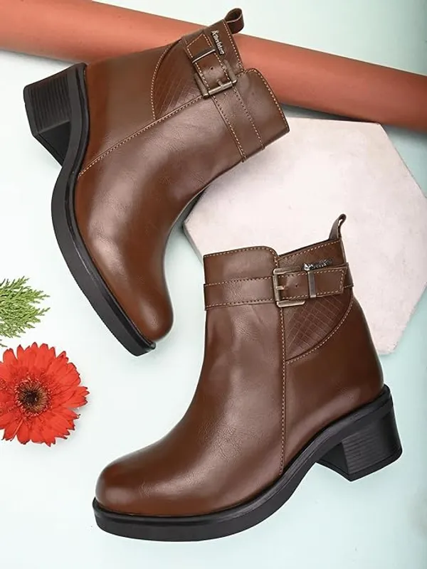 Brown_Synthetic_Leather_Ankle_Boots_For_Women_