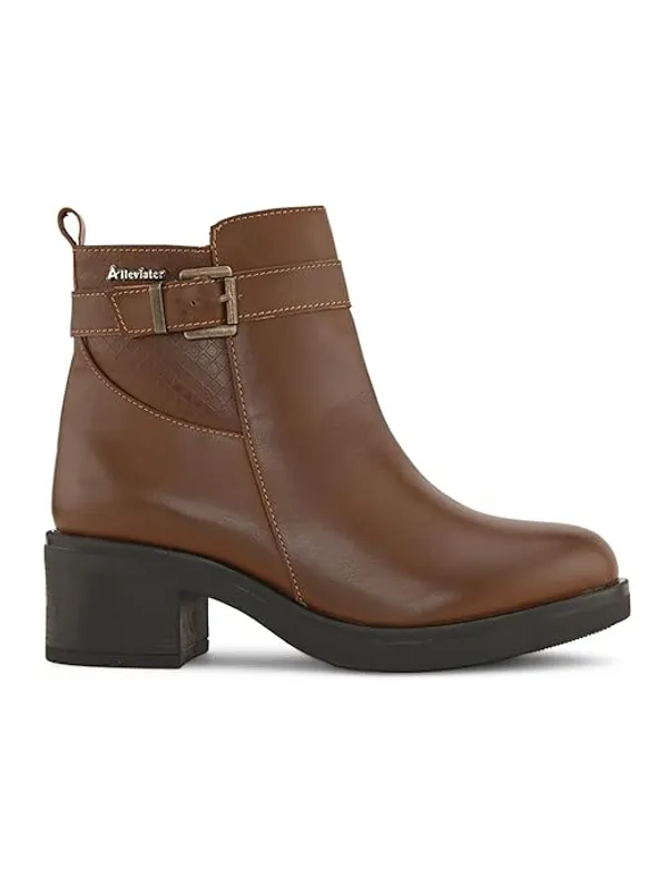 Brown_Synthetic_Leather_Ankle_Boots_For_Women_
