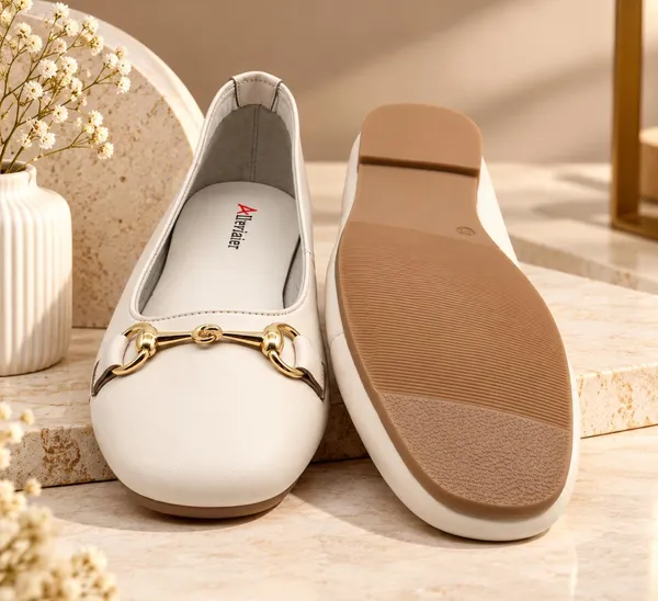 Alleviater_Women’s_Cream_Ballet_Flats_with_Golden_Horsebit_Buckle_–_Elegant_Slip-On_Flats_for_Women
