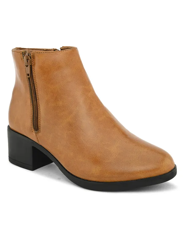 Beige_Synthetic_Leather_Ankle_Length_Boots_For_Women