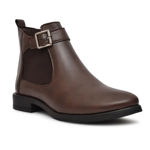 Brown_Genuine_Leather_Buckel_Boot_for_Women