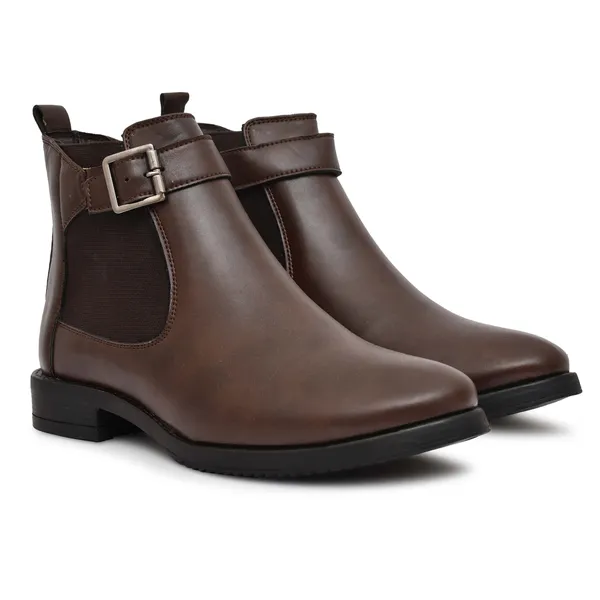 Brown_Genuine_Leather_Buckel_Boot_for_Women