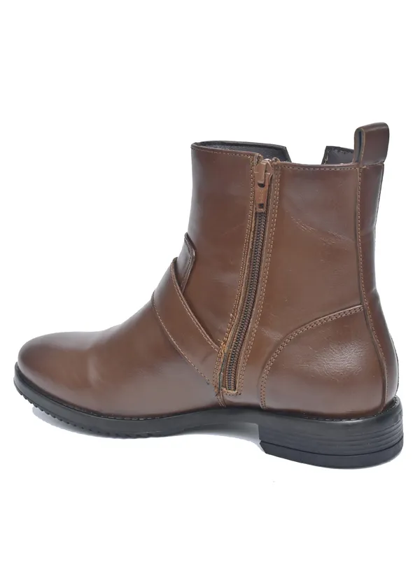Brown_Genuine_Leather_Buckled_Ankle_Length_Boots_For_Women