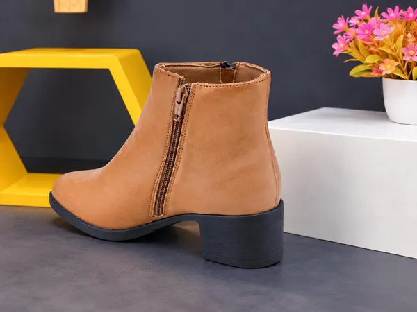 Beige_Synthetic_Leather_Ankle_Length_Boots_For_Women