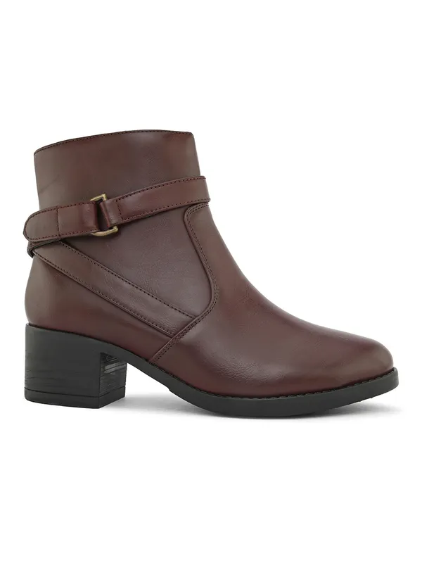 Tan_Genuine_Leather_Buckled_Ankle_Length_Boots_For_Women