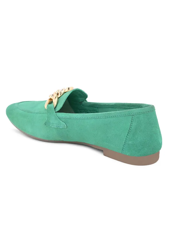 Women?_Mint_Green_Suede_Chain-Detail_Loafers