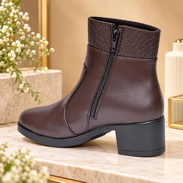Brown_Synthetic_Leather_Casual_Boots_For_Women