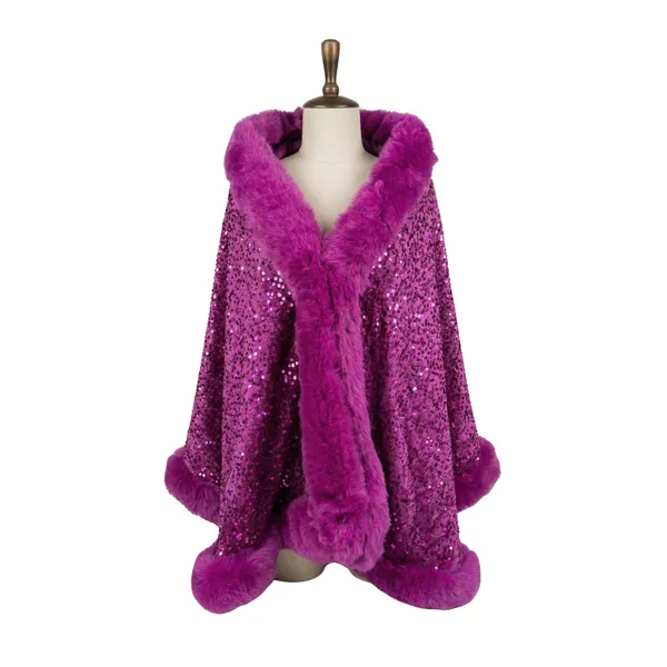 Dazzling_Magenta_Sequin_&_Faux_Fur_Party_Cape_|_Glamorous_Evening_Wrap_|_Statement_Winter_Layer