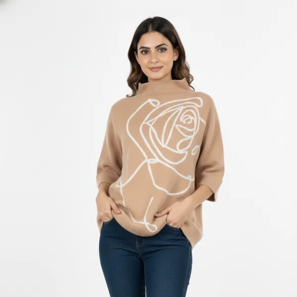 Beige_Korean_Knitting_Premium_&_Elegant_Top_For_Women