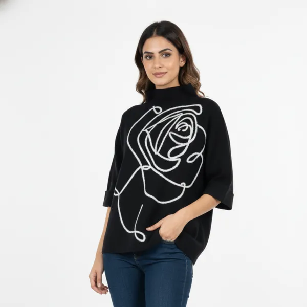 Black_Korean_Knitting_Premium_&_Elegant_Top_For_Women