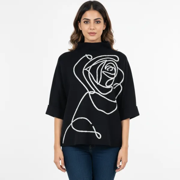 Black_Korean_Knitting_Premium_&_Elegant_Top_For_Women