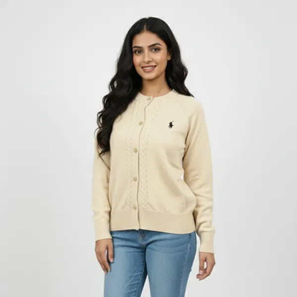 Cream_Korean_Knitting_Premium_&_Elegant_Cardigan_For_Women