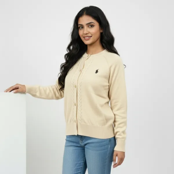 Cream_Korean_Knitting_Premium_&_Elegant_Cardigan_For_Women