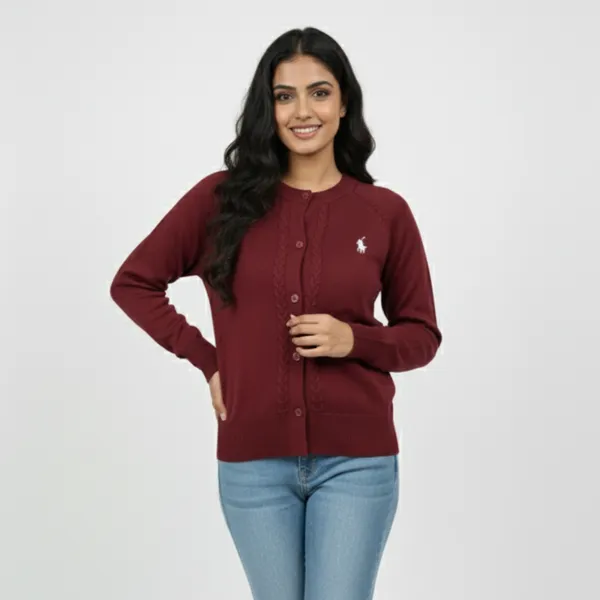 Maroon_Korean_Knitting_Premium_&_Elegant_Cardigan_For_Women