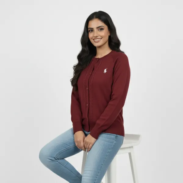 Maroon_Korean_Knitting_Premium_&_Elegant_Cardigan_For_Women