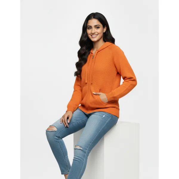 Orange_Korean_Knitting_Premium_&_Elegant_Hoodie_For_Women