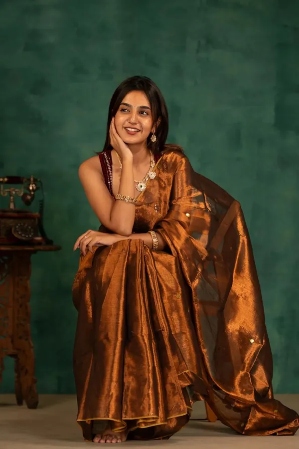 Copper_Tissue_Saree_With_Blouse_Piece_For_Women