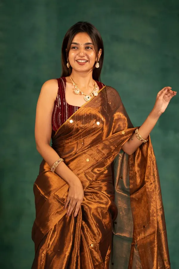 Copper_Tissue_Saree_With_Blouse_Piece_For_Women
