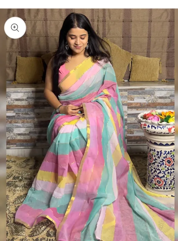 Multicolour_Mul_Cotton_Saree_With_Blouse_Piece_For_Women