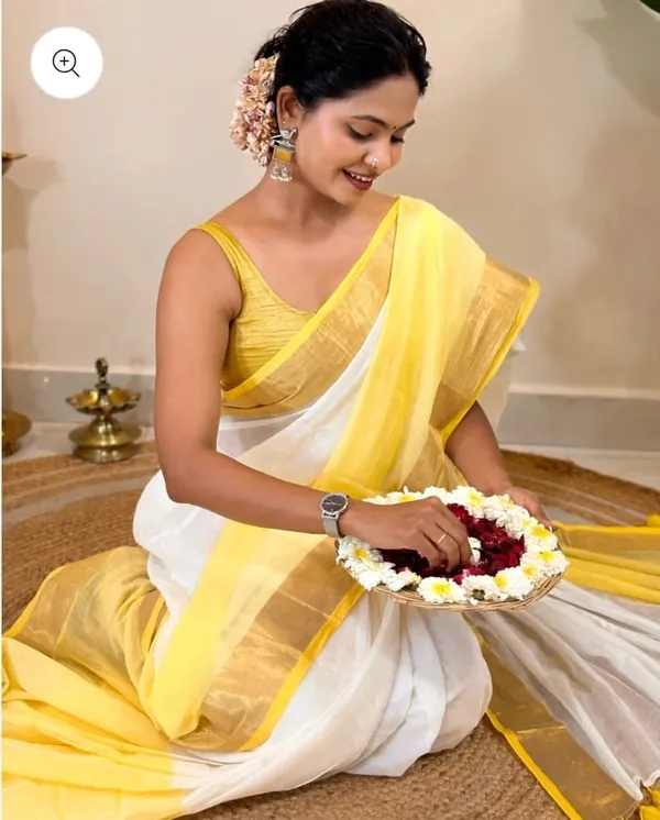 White_Mul_Cotton_Saree_With_Blouse_Piece_For_Women