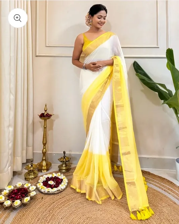 White_Mul_Cotton_Saree_With_Blouse_Piece_For_Women