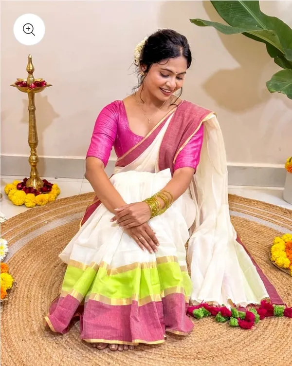White_Mul_Cotton_Saree_With_Blouse_Piece_For_Women