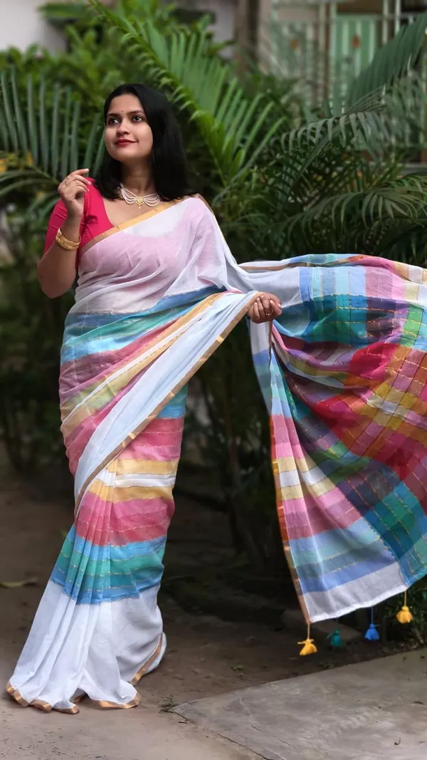 Multicolour_Mul_Cotton_Saree_With_Blouse_Piece_For_Women
