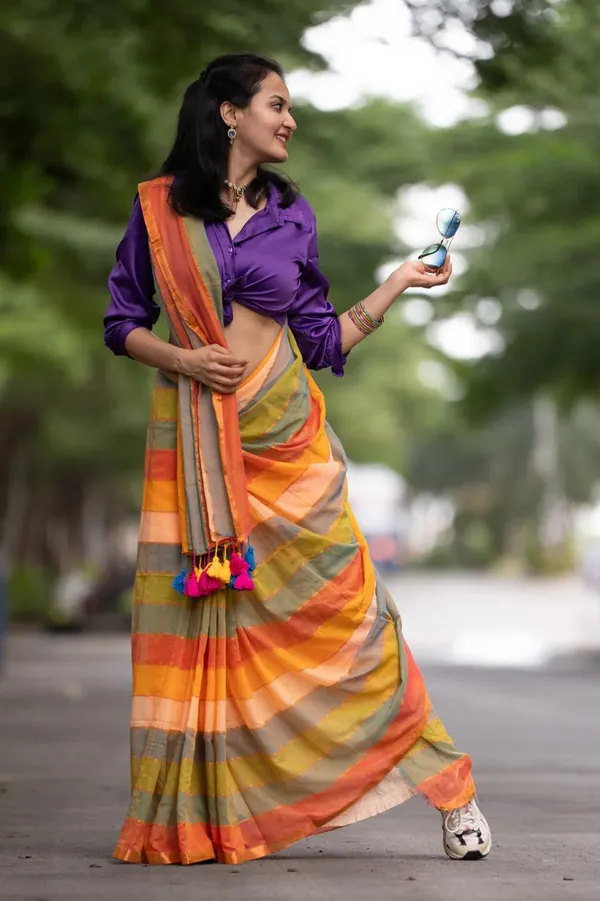 Multicolour_Mul_Cotton_Saree_With_Blouse_Piece_For_Women
