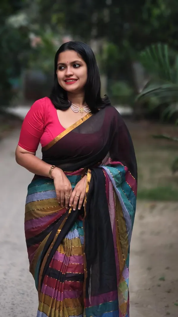 Multicolour_Mul_Cotton_Saree_With_Blouse_Piece_For_Women
