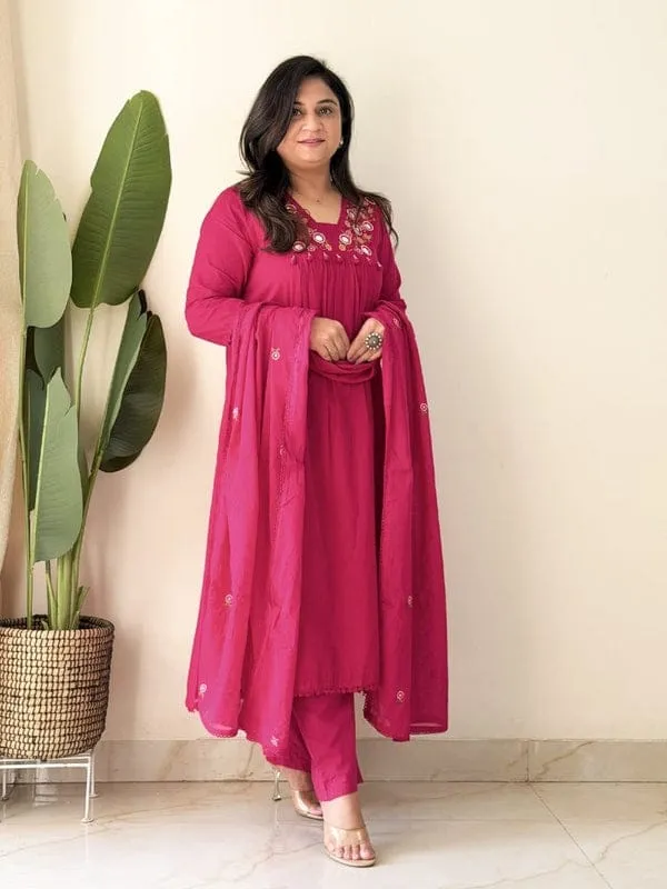 Fuchsia_Pink_Embroidered_Kurta_Set_with_Dupatta