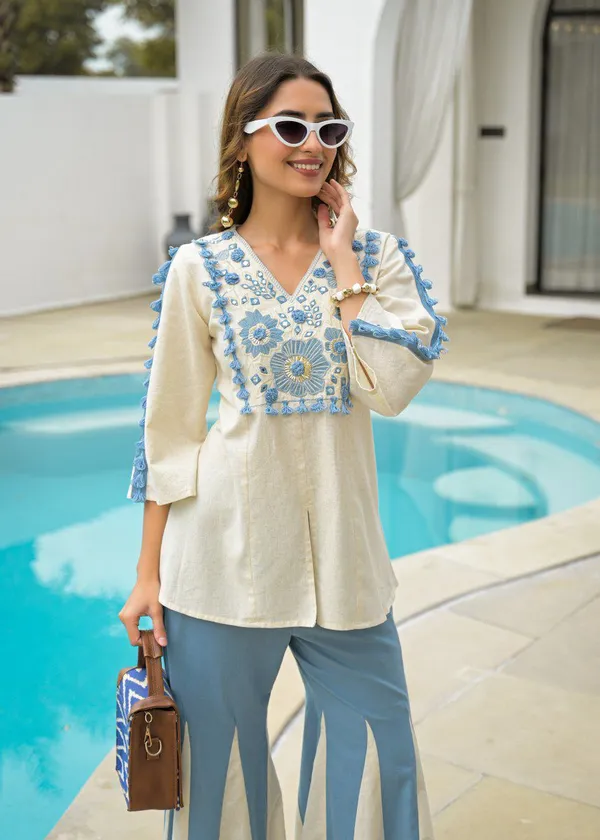 Ivory_&_Powder_Blue_Embroidered_Co-Ord_Set_with_Flared_Pants
