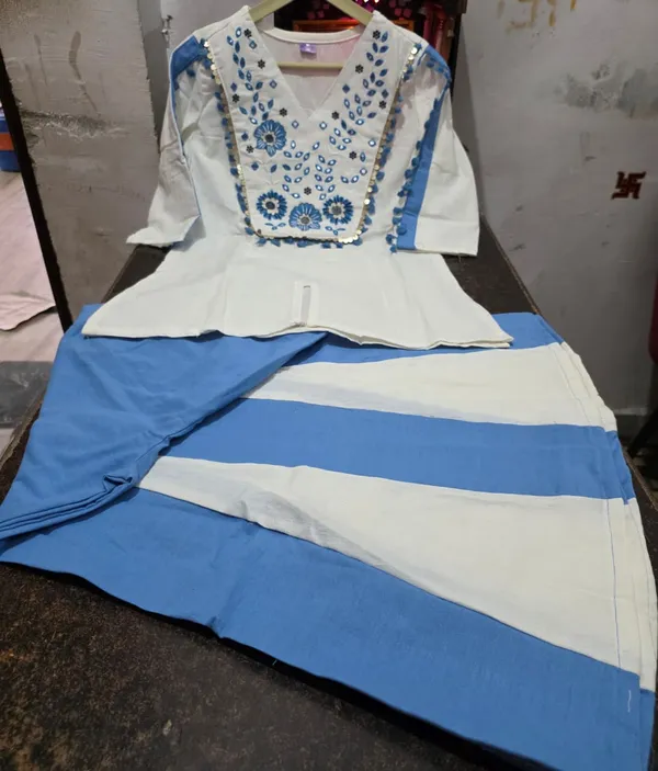 Ivory_&_Powder_Blue_Embroidered_Co-Ord_Set_with_Flared_Pants