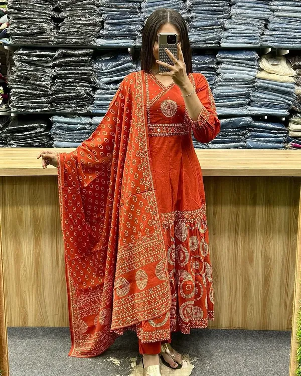 Jaipur_Kurta_Rust_Orange_Printed_Kurta_Set_with_Dupatta