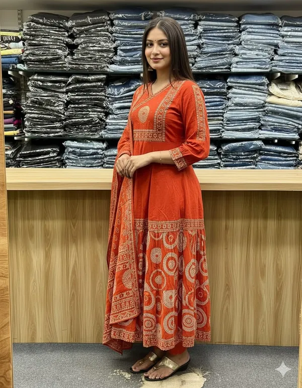 Jaipur_Kurta_Rust_Orange_Printed_Kurta_Set_with_Dupatta
