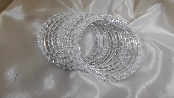 Silver__Metal,_Moti_Bangles_For_Women