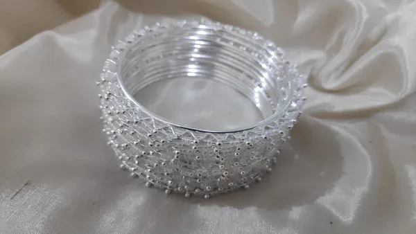 Silver__Metal,_Moti_Bangles_For_Women