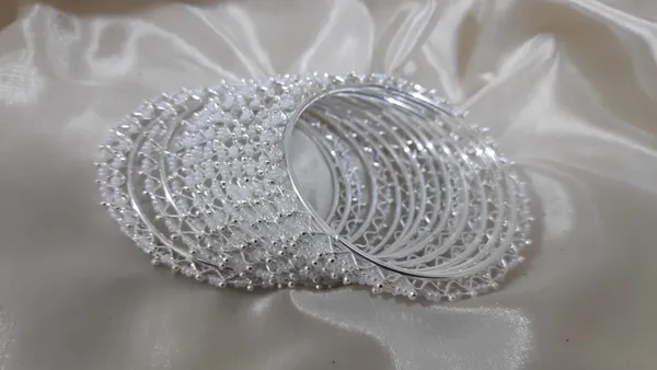 Silver__Metal,_Moti_Bangles_For_Women
