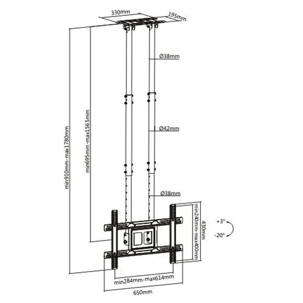 MYL_Premium_Heavy_Duty_Full_Motion_Cantilever_Tilt_Swivel_Ceiling_Mount_Bracket_for_LED,_LCD_and_Plasma_(for_42"_-70"_TV)