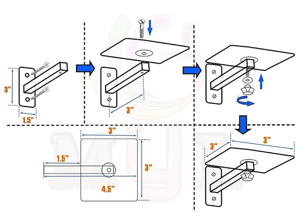 myl_Book_Shelf_Speaker_Wall_Mount_Stand_(3_inch_X_3_inch_(2_Stand))