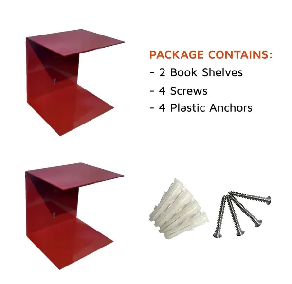 Red_Book_Shelf_Wall_Mounted_Heavy_Duty_Metal_Invisible_Book_Shelves_2_Piece_Per_Pack_With_Screws_&_Plastic_Anchors_Included