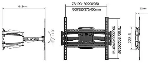 Black_6_Way_Dual_Arm_Swivel_Tilt_Tv_Wall_Mount_For_Lcd/Led_Tv'S_Upto_32_To_55_In_60
