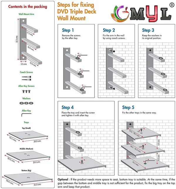 Black_Metal_Tripel_Shelf_Wall_Mount_Stand/Set_Top_Box_Stand/Dvd