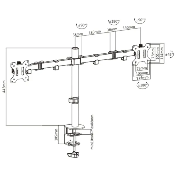 Black_Double_Joint_Articulating_Height_Adjustable_Steel_Monitor_Arm_For_Supporting_2_Monitors_And_Vesa_Support_Upto_100X100_M_And_Weight_Capacity_Of_8_Kg_Per_Monitor_For_Stand