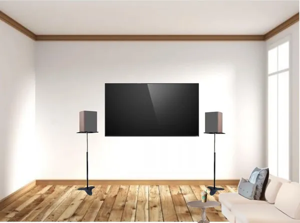 Black_Metallic_Universal_Speaker_Stands_Bookshelf_Speaker_Stand_Pair,_Holds_22Lbs,_Cable_Management,_Surround_Sound
