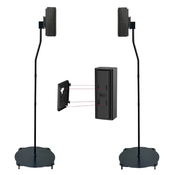 MYL_BLACK_3_Different_Fixed_Height_Satellite_Speaker_Stand_for_Home_Theatre_Speakers_2.1;_5.1_and_7.1_and_Slide_Connector_“Speaker_Stand_for_Samsung_Q990D”__“LG_Rear_Speaker_Stand_Compatible”__“Bose_Speaker_Stand_Replacement”-_Pack_of_2_Stands_(1Pairs)_(BS-11)_(Black)