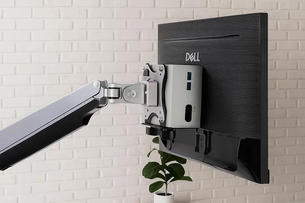 MYL_Thin_Client_CPU_Mount_Bracket,_Adjustable_0.65-2.55_Inch_Depth,_Supports_up_to_11_lbs,_Black_and_White_(White)