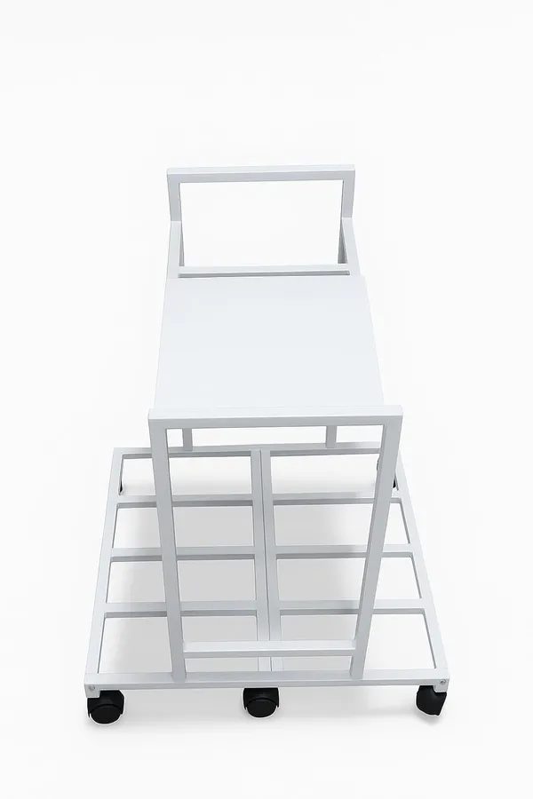 MYL_Metal_UPS_Trolley_Stand_with_Wheels,_2-Shelf_Frame,_Metal_Inverter_Trolly_(Double_Battery_Stand,_White_Color)