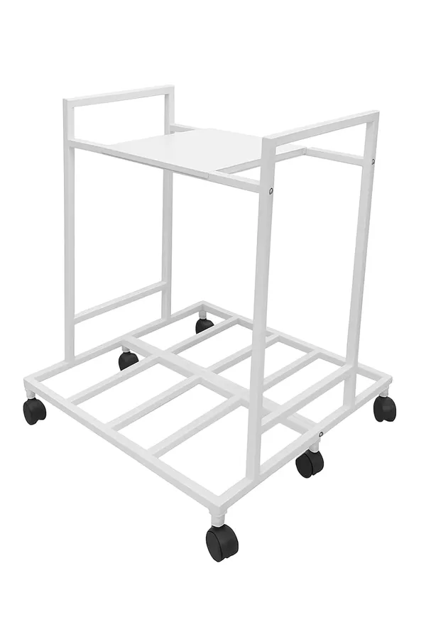 MYL_Metal_UPS_Trolley_Stand_with_Wheels,_2-Shelf_Frame,_Metal_Inverter_Trolly_(Double_Battery_Stand,_White_Color)