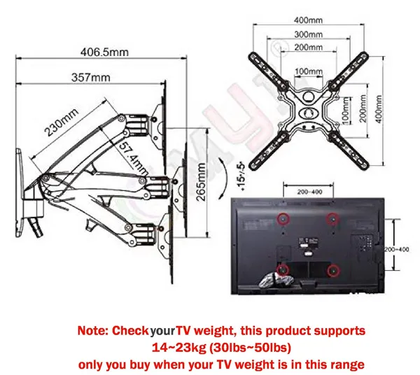 myl_6_Way_Swivel_Tilt_180_Degree_Rotate_Gas_Strut_Flexi_Mount_for_LED_LCD_TV_(F400,_Silver)