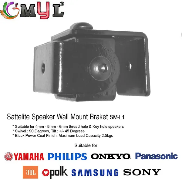 myl-SM-L1_-_Speaker_Wall_Mount_Stand_-_Bracket_2_Nos_for_4_mm,_5_mm_&_6.35mm_(�_inch)_Thread_Hole/Keyhole_Speakers_-_Universal_Type_(3_Mounts,_Black)